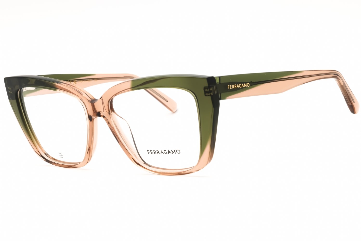 Salvatore Ferragamo SF2939N TRANSPARENT KHAKI/LIGHT BROWN/clear demo lens 326 54-15-140 MM