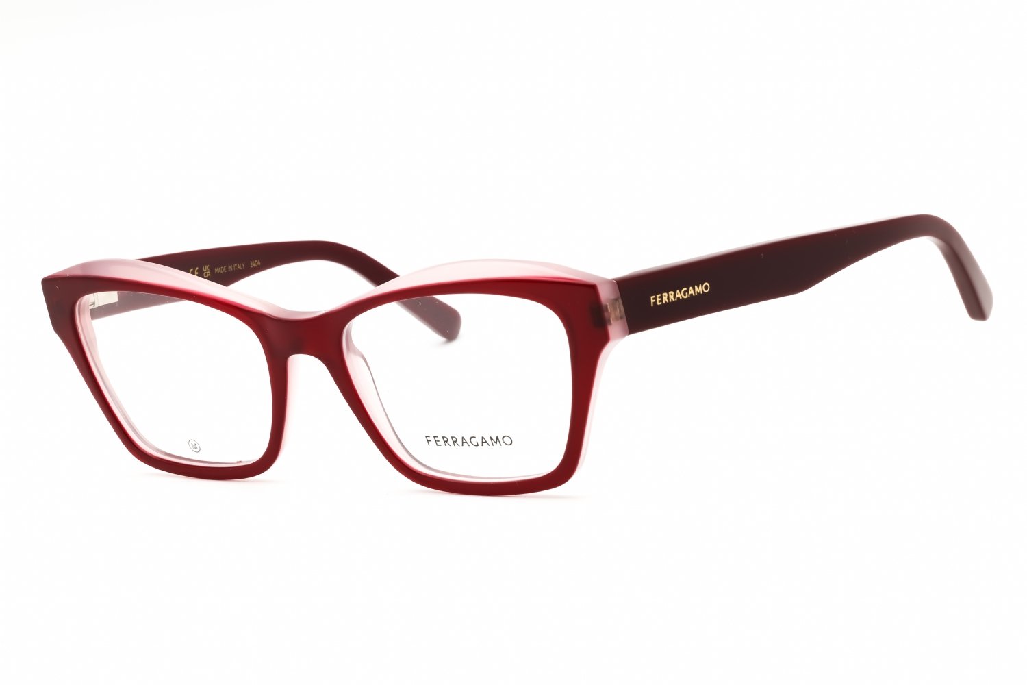 Salvatore Ferragamo SF2951N BURGUNDY/ROSE/Clear demo lens 614 53X18X140