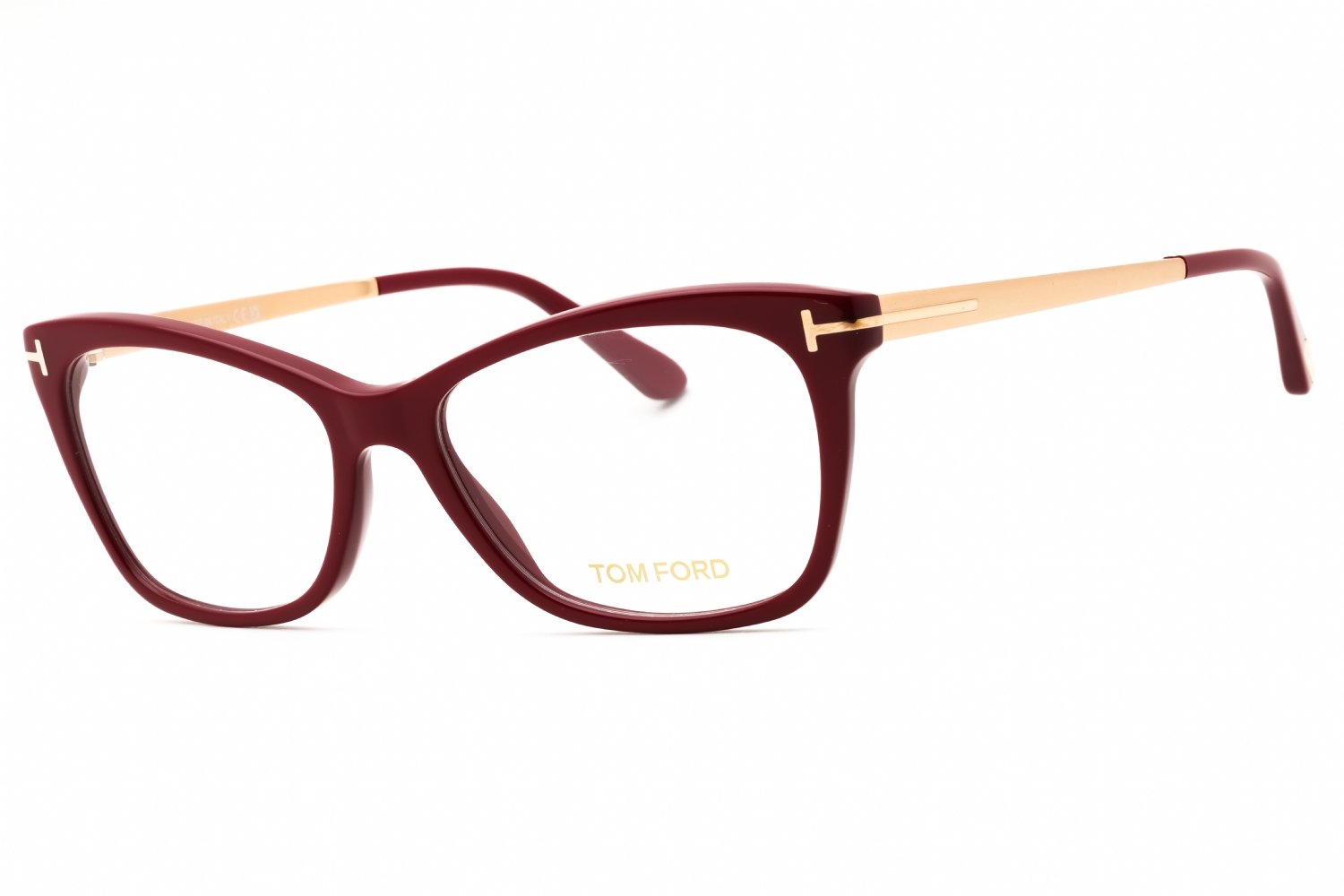 Tom Ford FT5353 shiny bordeaux/clear demo lens 069 52X15X140