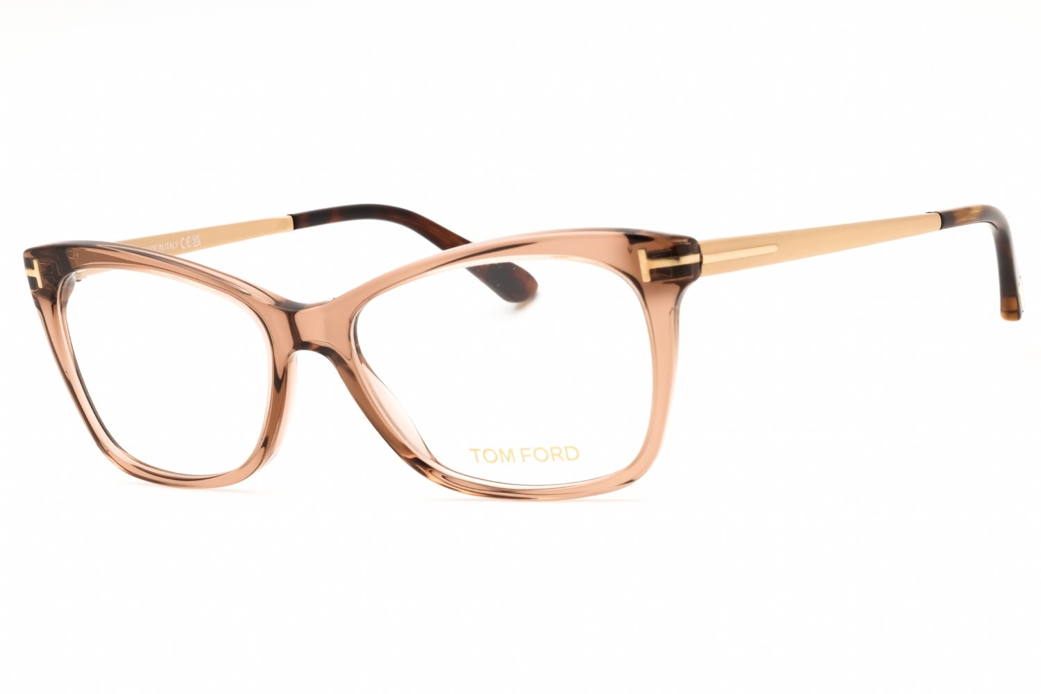 Tom Ford FT5353 shiny light brown/clear demo lens 045 52X15X140