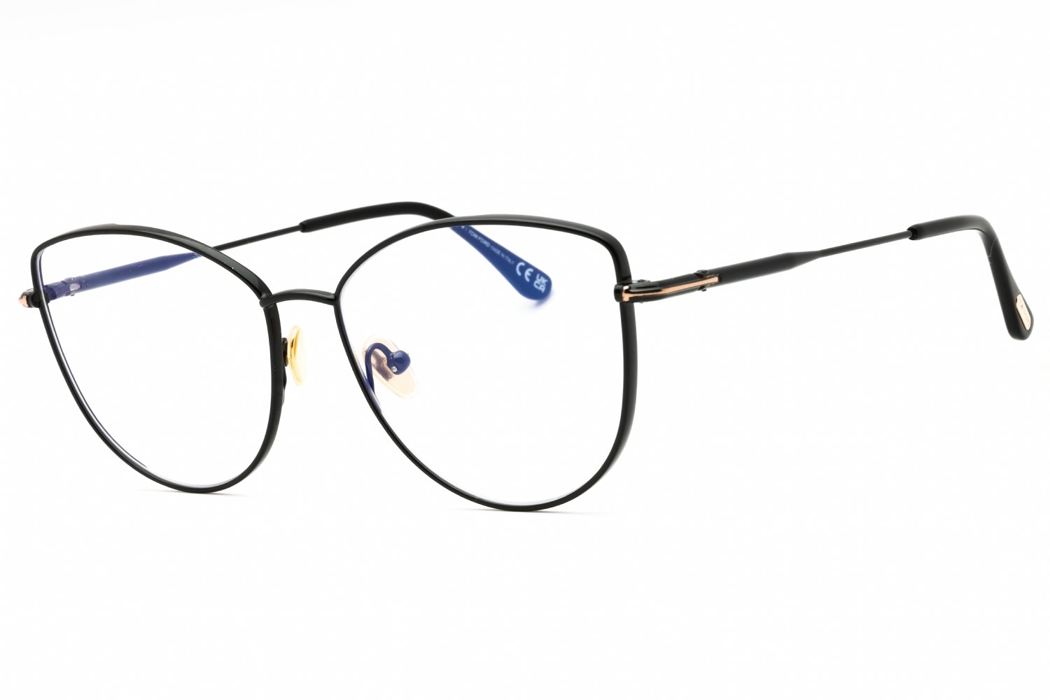 Tom Ford FT5667-B shiny black/Clear/Blue-light block lens 001 55X15X135