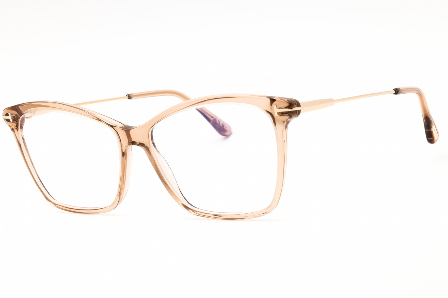 Tom Ford FT5687-B shiny light brown/clear/blue-light block lens 045 56X14X140