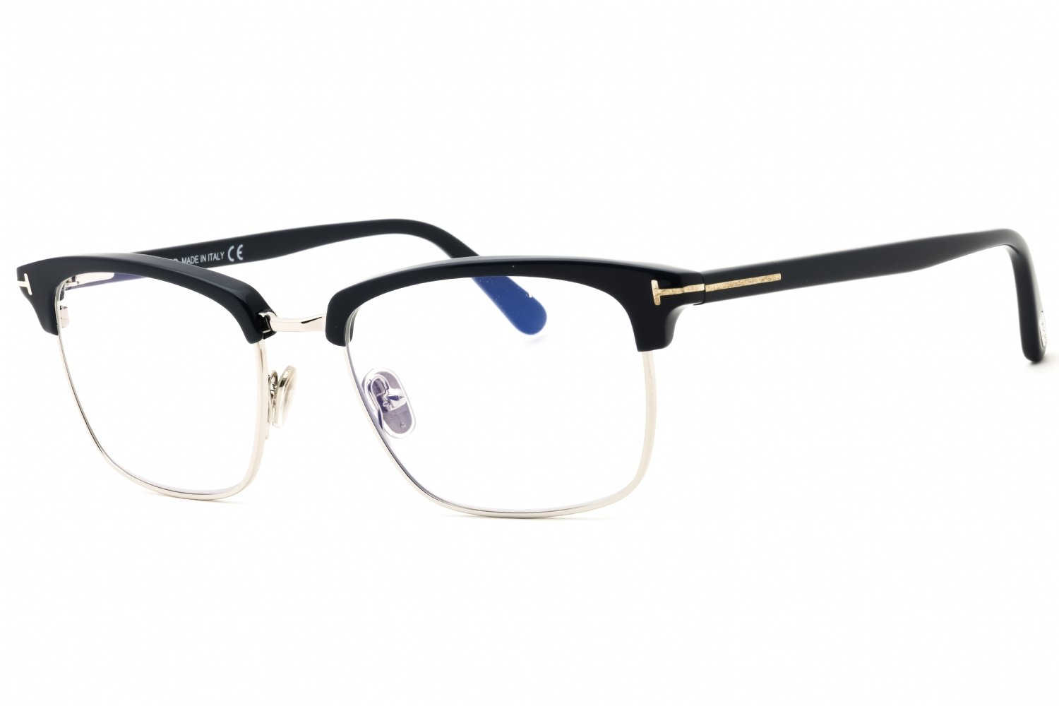 Tom Ford FT5801-B shiny blue/clear/blue-light block lens 090 54X19X145