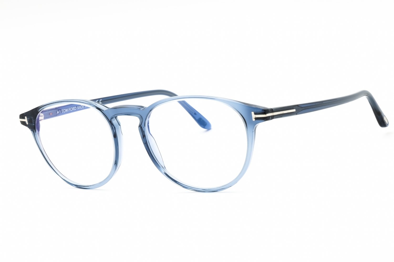 Tom Ford FT5803-B shiny blue/clear/blue-light block lens 090 51X19X145