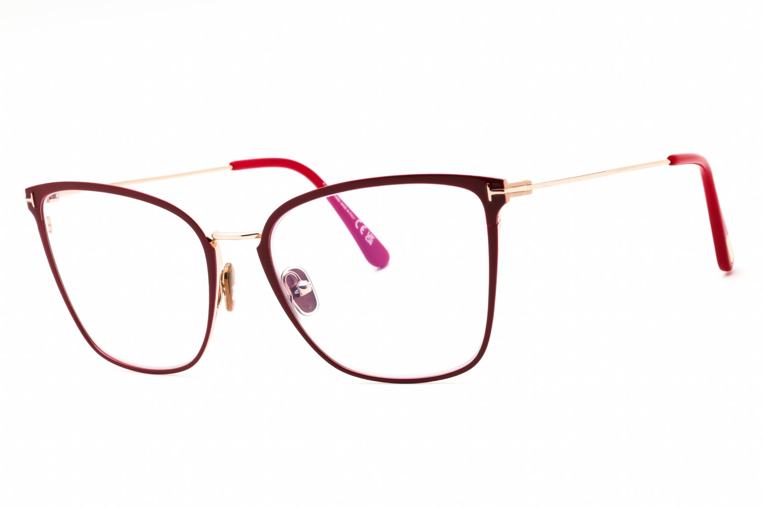 Tom Ford FT5839-B shiny fuxia/clear/blue-light block lens 075 56X18X140