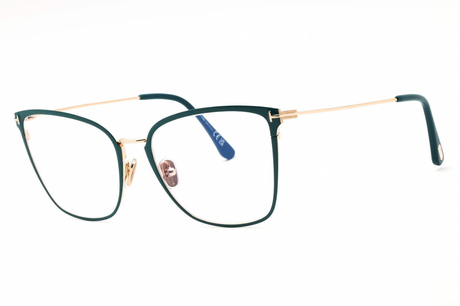 Tom Ford FT5839-B shiny turquoise/clear/blue-light block lens 087 56X18X140