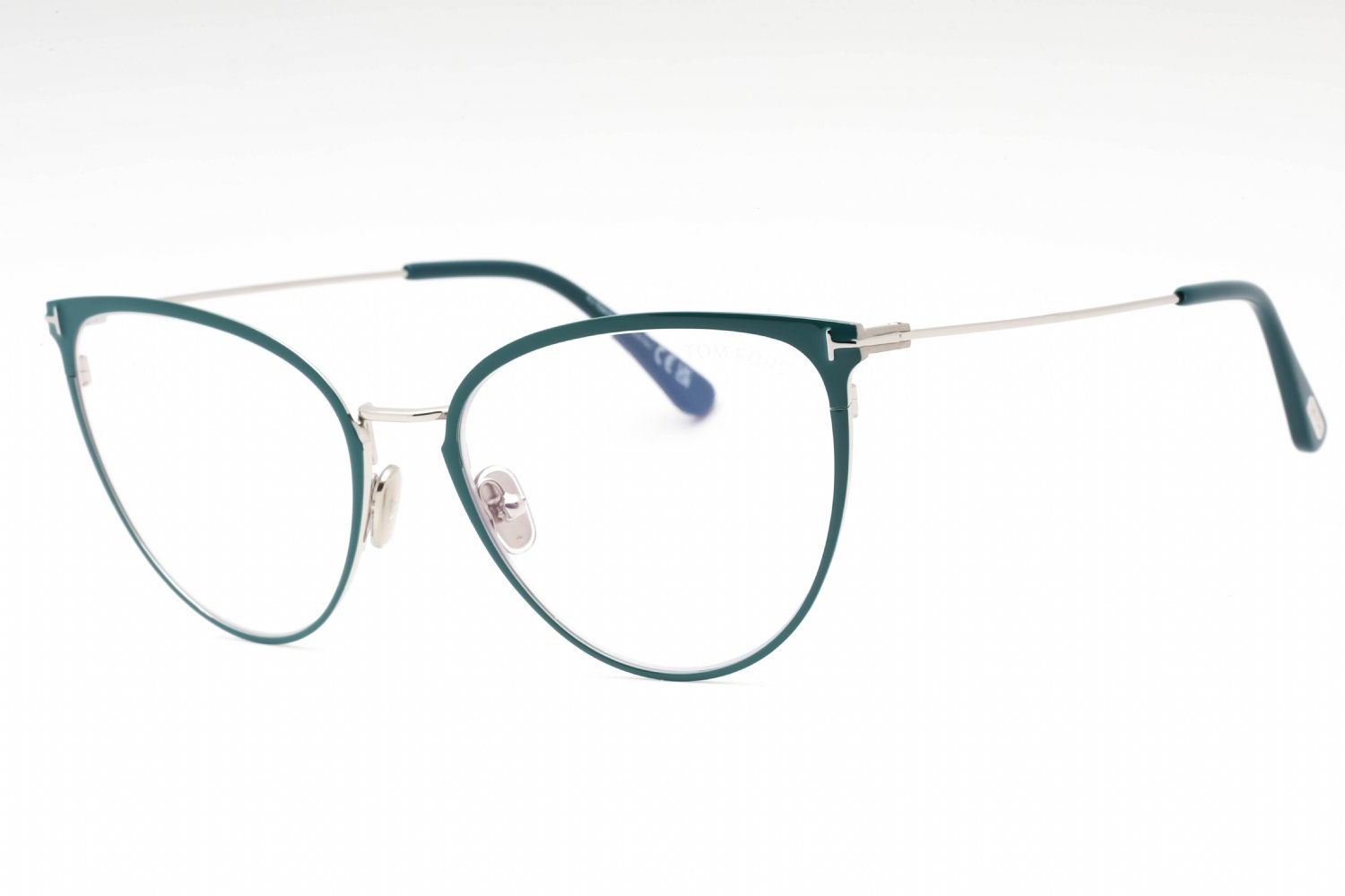 Tom Ford FT5840-B shiny turquoise/clear/Blue-light block lens 087 56X18X140