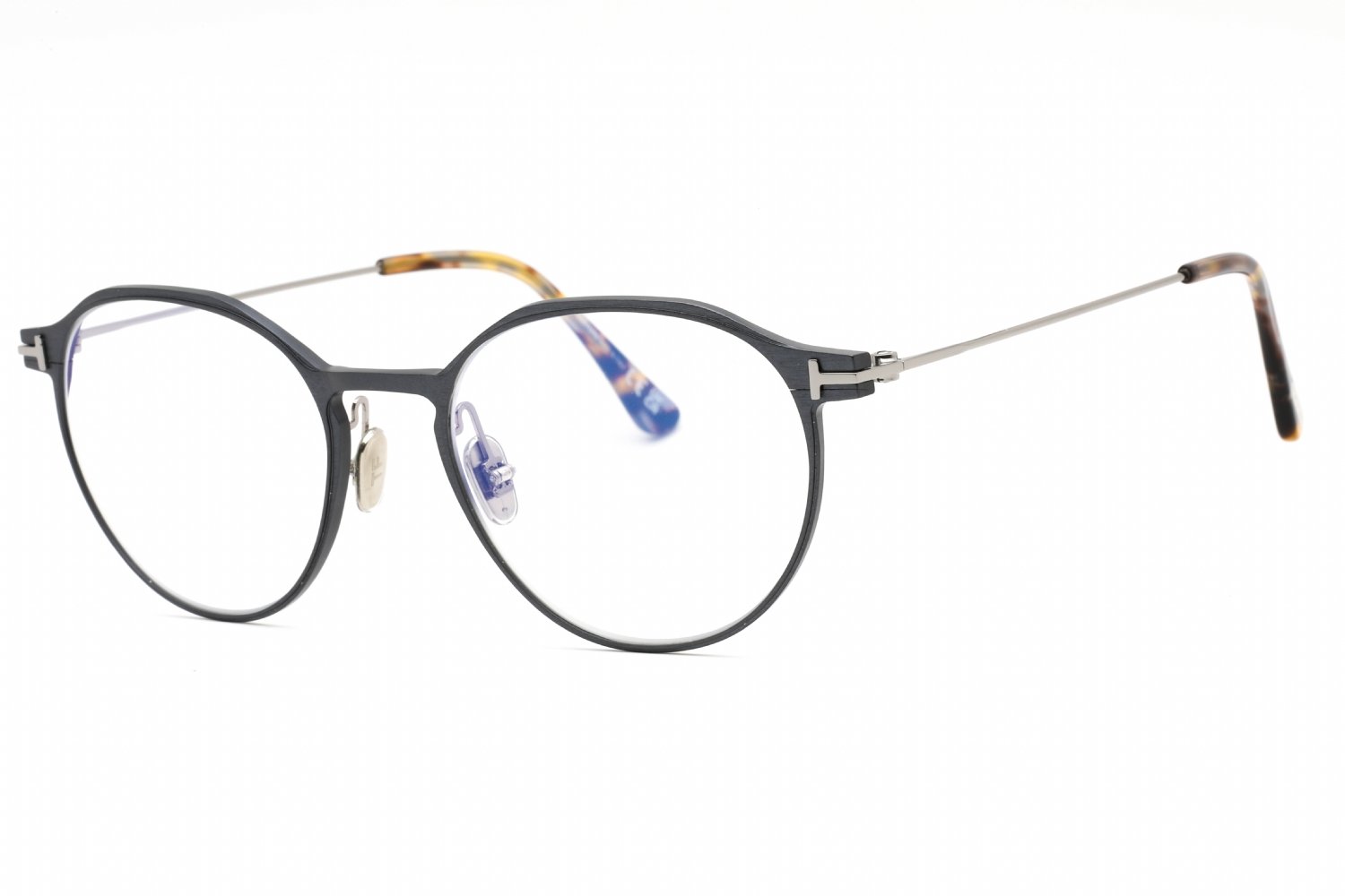 Tom Ford FT5866-B Matte Dark Ruthenium/Shiny Grey Havana/Clear/Blue- 013 52X19X145