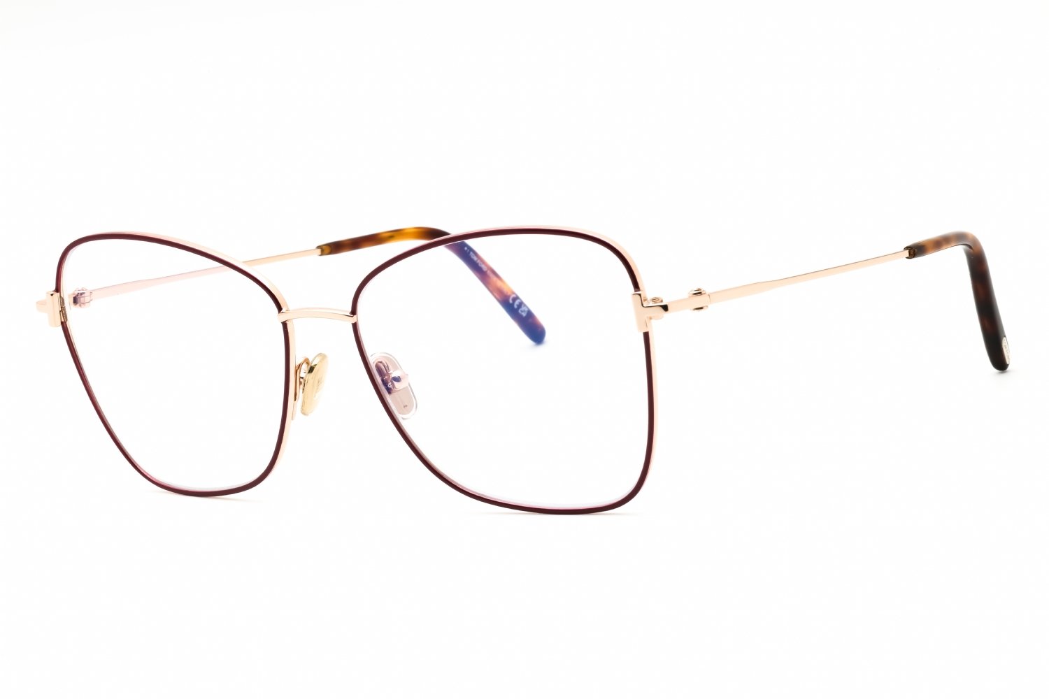Tom Ford FT5906-B shiny bordeaux/clear/blue-light block lens 069 55X15X140