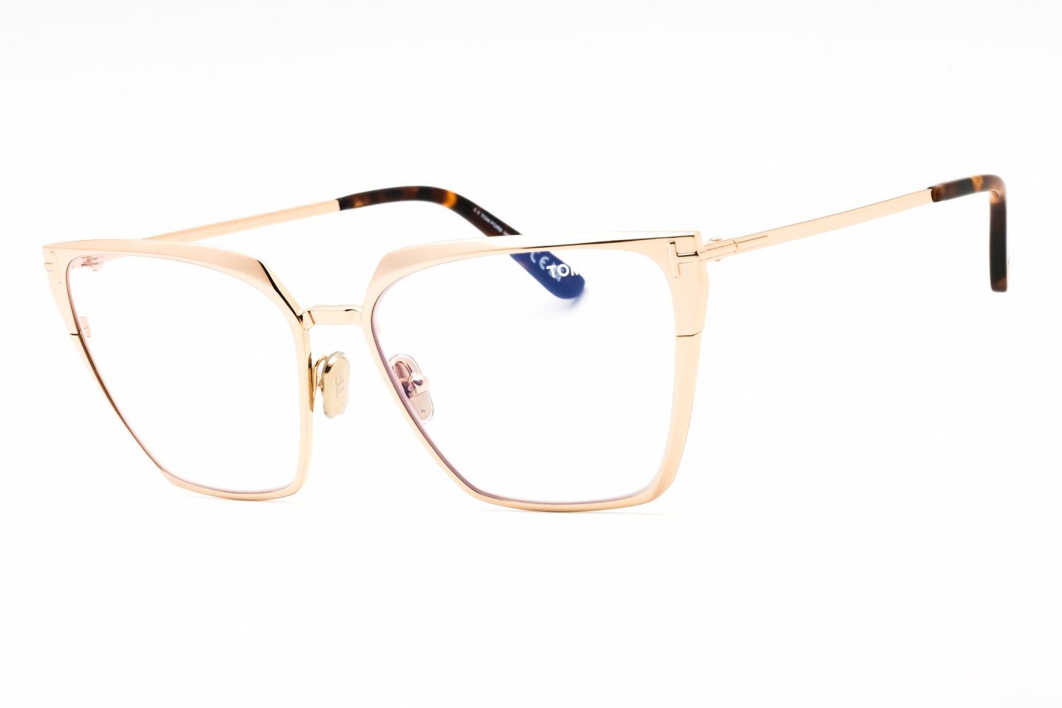 Tom Ford FT5945-B shiny rose gold/Clear/Blue-light block lens 028 56X16X140