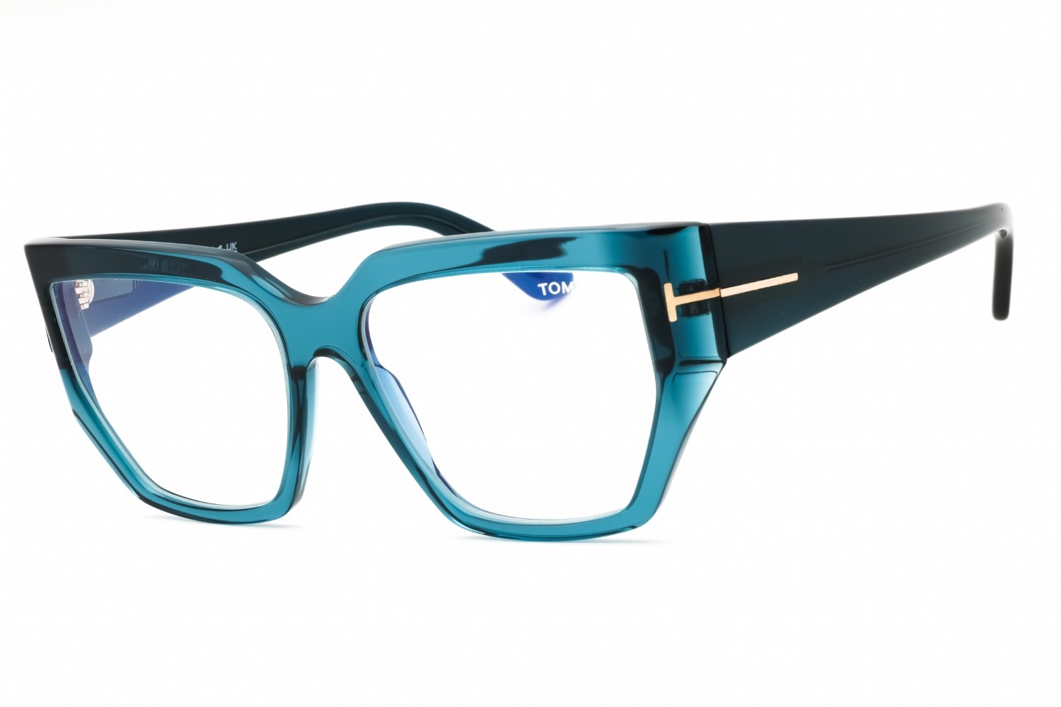 Tom Ford FT5951-B shiny blue/clear/blue-light block lens 092 54X16X140